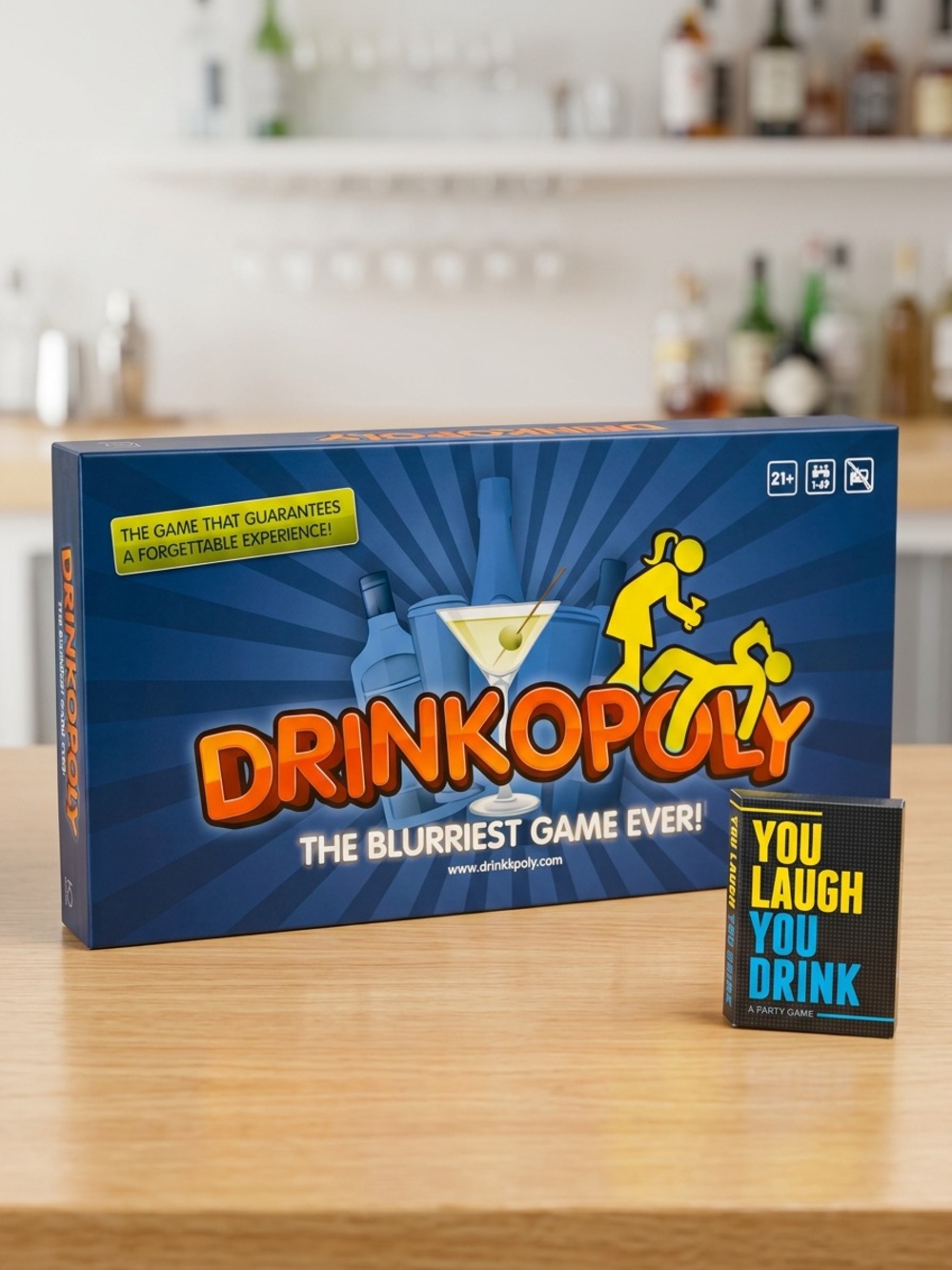 Drinkopoly Board Game & You Laugh You Drink Card Game Set Bundle - Adult Party